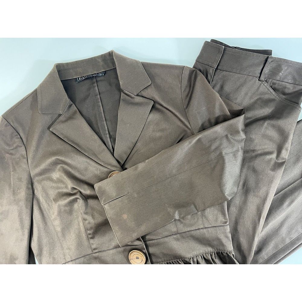 Lafayette 148 Womens Brown Two Piece Blazer & Pants Suit Set Sz 4 Business